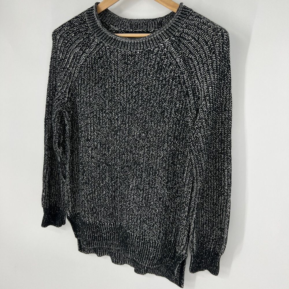 ELLEN TRACY Sweater Womens Size S Black Marled Raglan Long Sleeve High Low - Picture 5 of 10